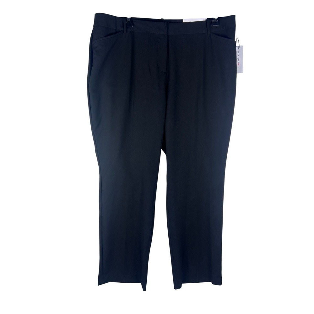 Liz Claiborne Audra Curvy Trouser Pants Mens 18W Black Mid-Rise Straight Leg NWT